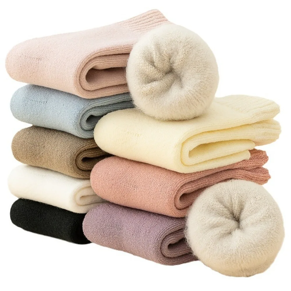 

3 pairs New Children's Wool Socks Super Thicker Warm Thermal Terry Socks Solid Color Against Cold Winter Socks for Toddlers