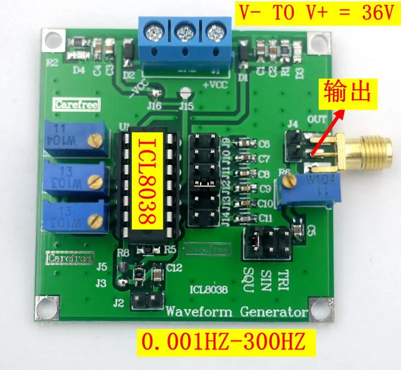 Medium and low frequency signal source, signal generator module, sine wave triangular wave square wave rectangle ICL8038