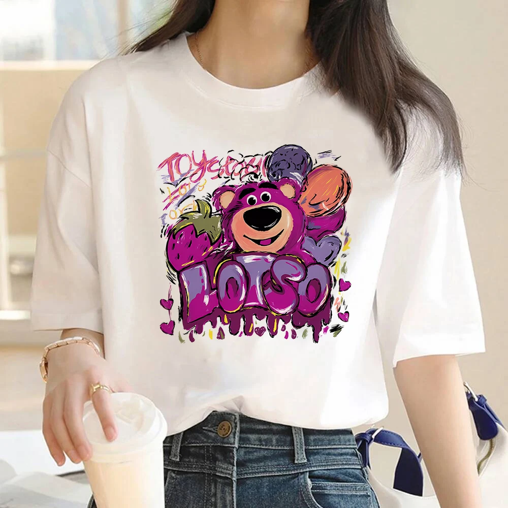 

T-shirt Disney Lots-o-Huggin Bear Print Women Casual Short Sleeve Harajuku Sexy T Shirt Fashion Trendy White Tops Female Tshirts