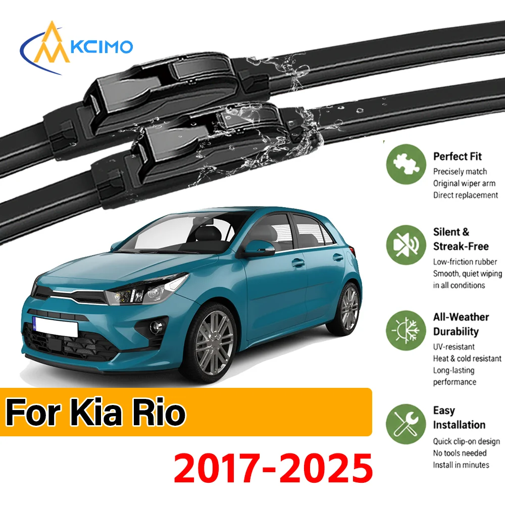 2PCS Car Front Wiper Blades For Kia Rio Russian 2017-2025 Crystal Clear Visibility & Enhanced Driving Safety