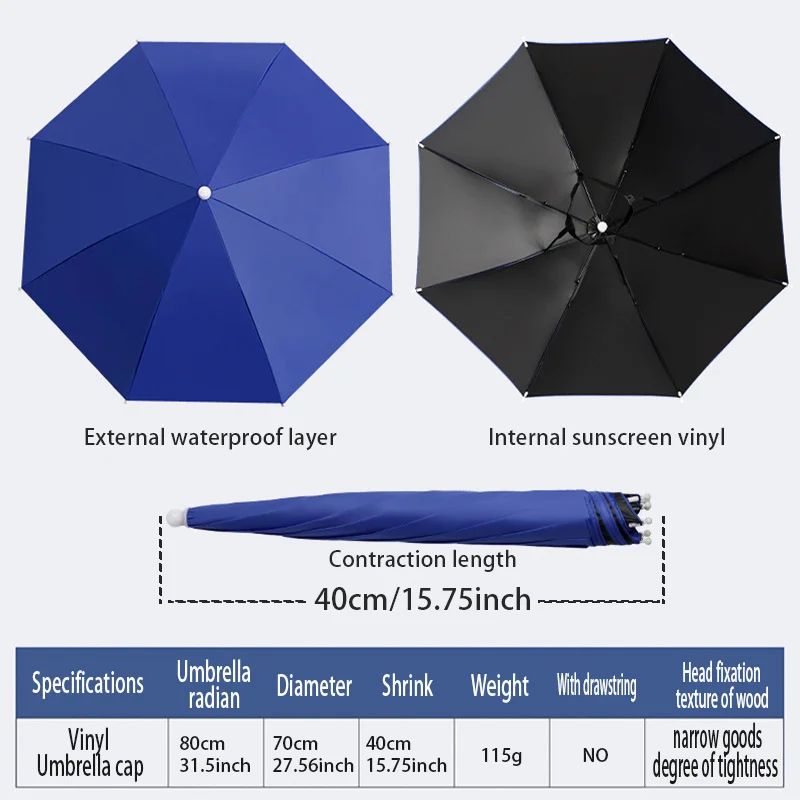 Rain or Shine Hat Umbrella Fishing Umbrella, Gear Hat Hiking Hat, Sun Protection Outdoor Products.