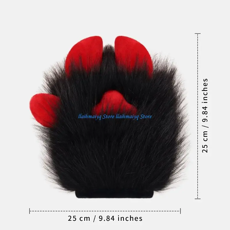 573B Realistic Cosplay Paws Gloves With 5 Finger Mobility Plush Fabric For Themed Parties And Performances 6