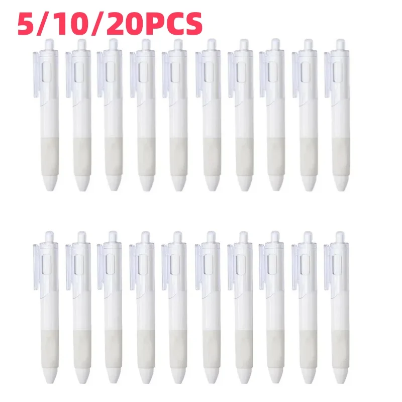 

5/10/20Pcs 0.5mm Gel Pens White Press Type Black Ink Student Exam Writing Supplies Office Signature Pen School Stationery