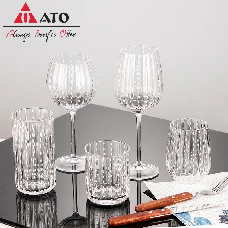 

ATO Heat Resistant Coffee Glass Cup Drunk Wine Glasses Goblet Red Wine Glass Reusable Juice Beer Champagne Wine Glass SET