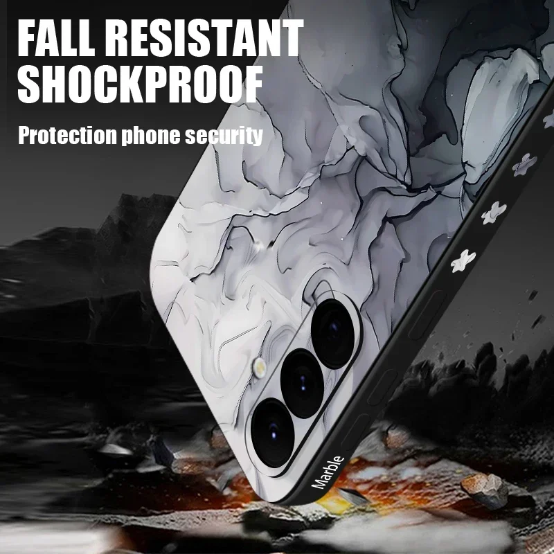 Красочный мраморный чехол для Samsung Galaxy S24 S23 S22 Ultra S21 S20 FE A16 A15 A25 A34 A35 A55 A52 A53 A54 5G Мягкий чехол на ремешке