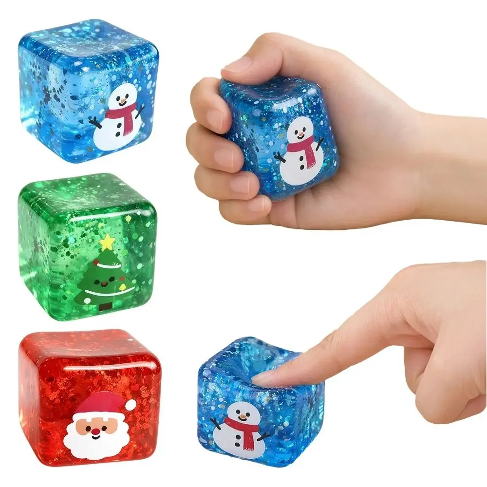 Slow Rebound Christmas Cube Squeeze Toy Lightweight Snowman/Christmas Tree Squeeze Fidget Toy Soft Touch Sensory Stress Block