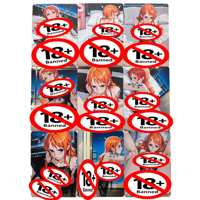 การ์ดอนิเมะเซ็กซี่ 9 ชิ้น/ชุด วันพีซ นามิ เทพธิดาเปลือย การ์ดเกมสำหรับผู้ใหญ่ ACG 18+ การ์ดสะสมการ์ตูน เกม ของเล่น ของขวัญ