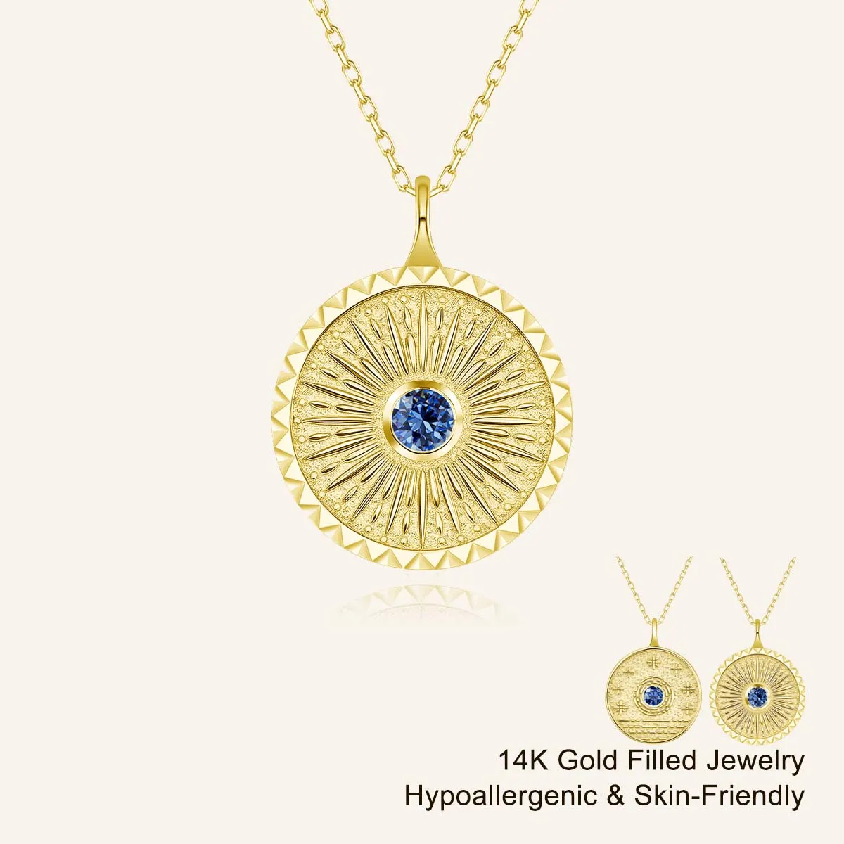 

Elegant 14k Gold Filled 4MM Round Moissanite Pendant Necklace Oversized Circular Medallion Anniversary Fine Jewelry Gift For Her