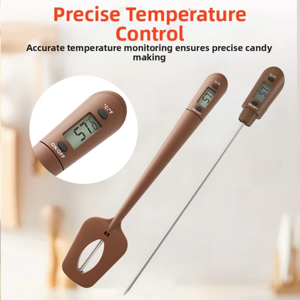 Chocolate Baking Sugar Thermometer Temperature Measuring Kitchen Tool 2-in-1 Multifunction Clear Digital Display
