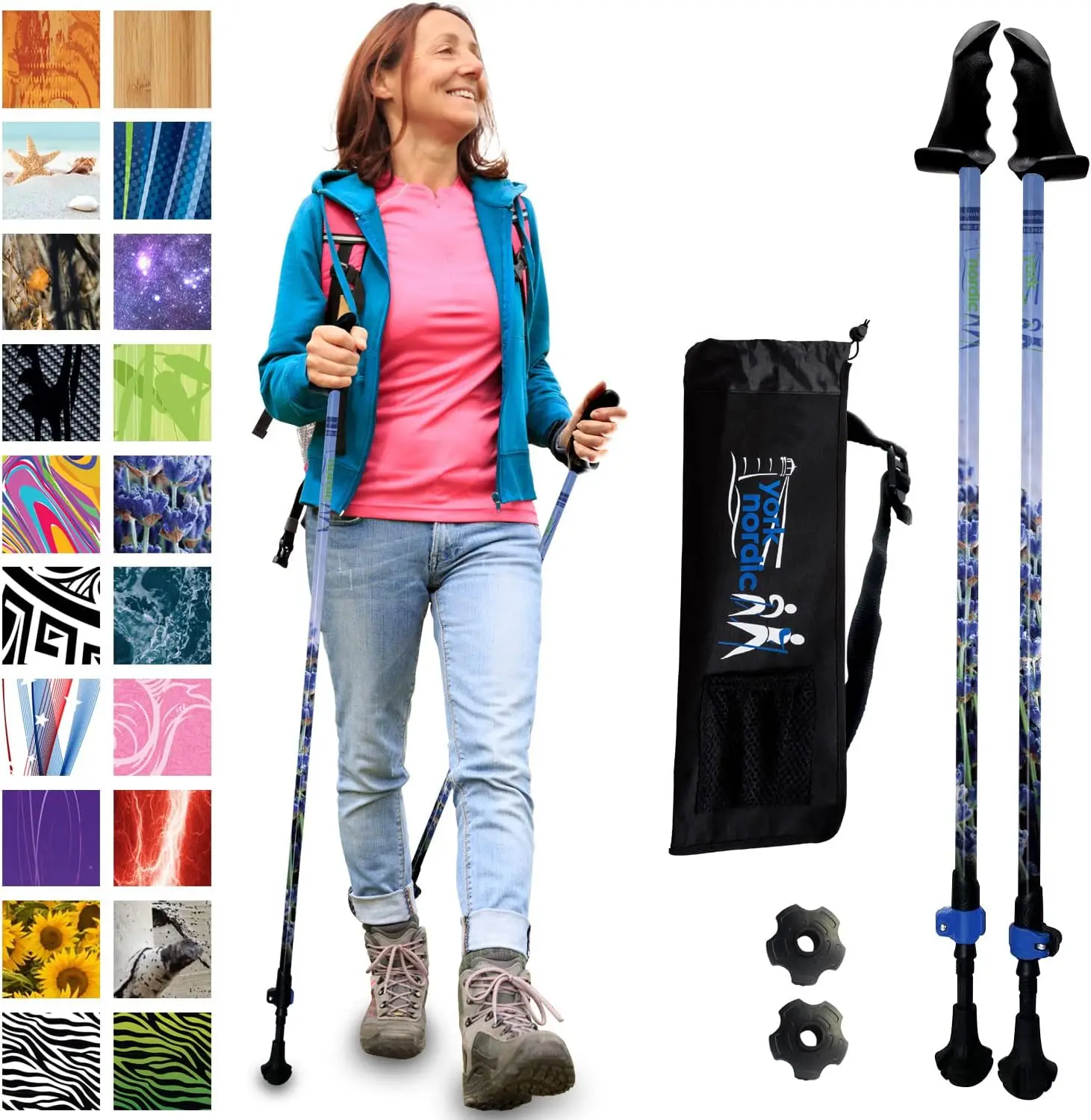 Walking Poles for Balance and Rehab - Patented Stability Grips - Lightweight, Adjustable, and Collapsible - 2 Pieces Adjustable