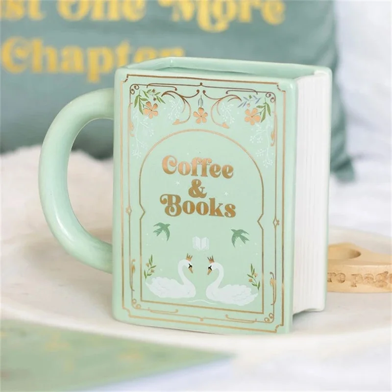 Book Shaped Ceramic Mug With Handle Novelty Reading Cup Coffee Design For Bibliophiles Office Desk Table Decor Birthday Gift