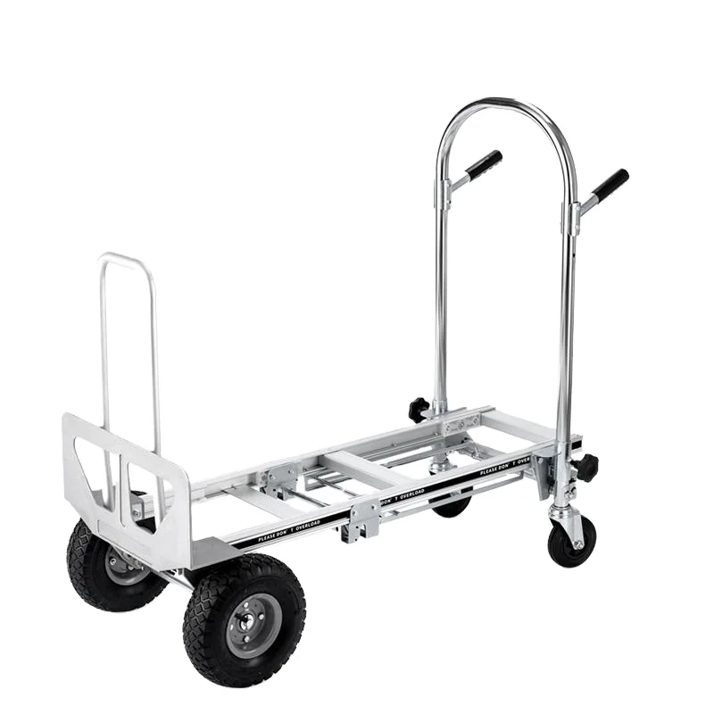 Heavy Duty Foldable Steel Hand Truck 300kg Industrial Storage Tools Transportation Garden Cart Platform Trolley Rubber