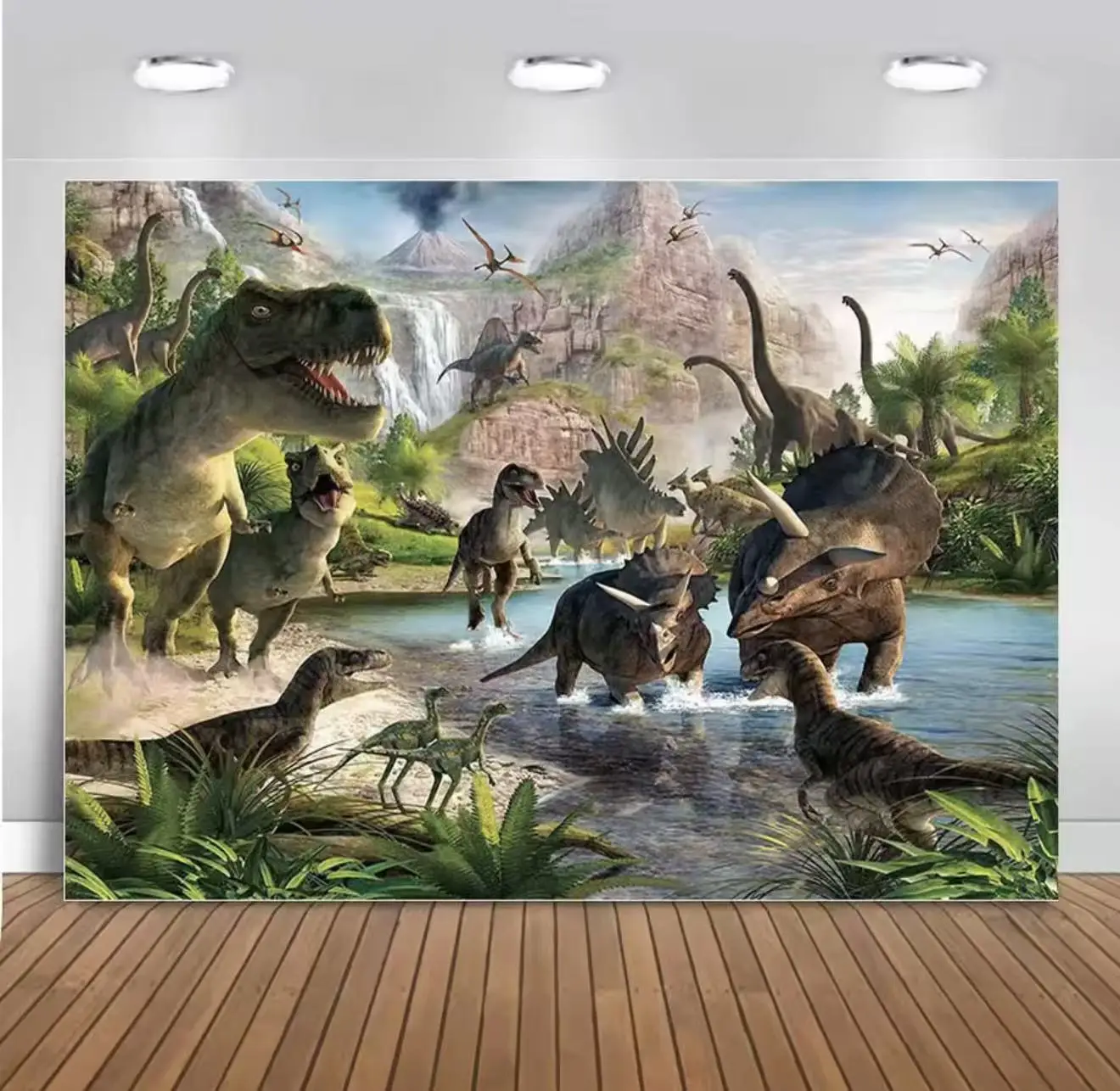 Sfondo Di Dinosauro Del Mondo Animale Per La Fotografia Sfondo Di Festa Di Compleanno Di Neonato Sfondi Personalizzati Per Studio Fotografico