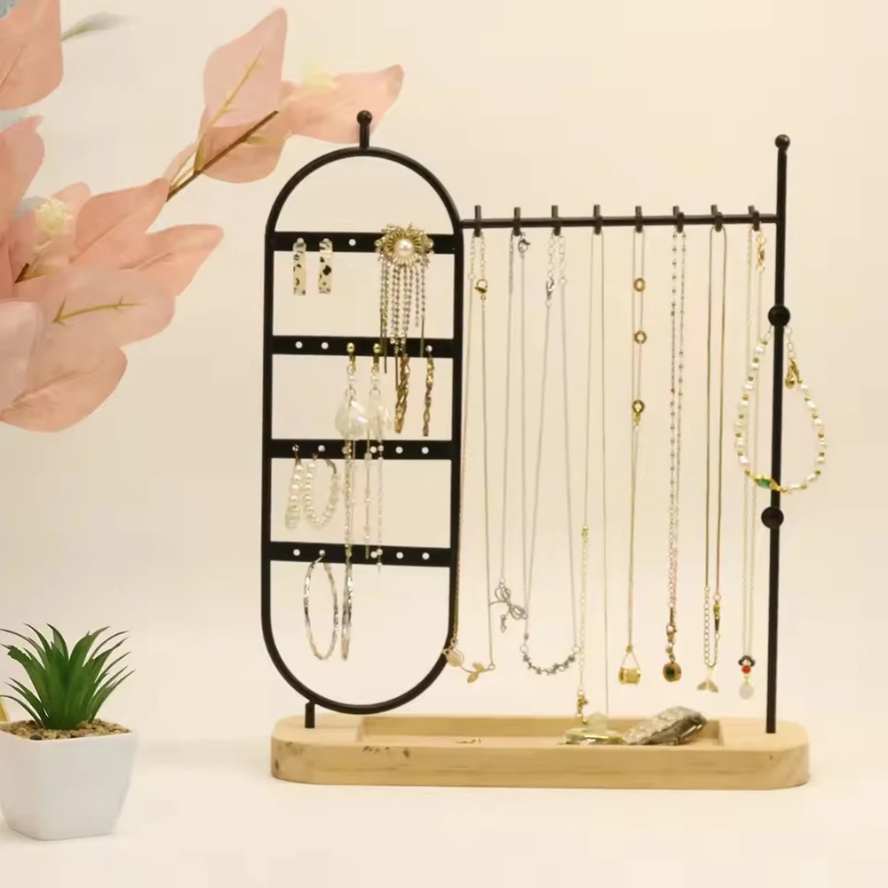 1 desktop solid wood base jewelry rack suitable for organizing and storing watches, earrings, bracelets, necklaces, etc - view 4