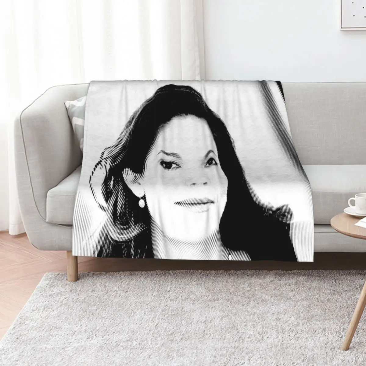 Diane Lane Black & White Portrait (Linocut) Throw Blanket warm for winter Luxury St Soft Big Beautifuls Luxury Brand Blankets
