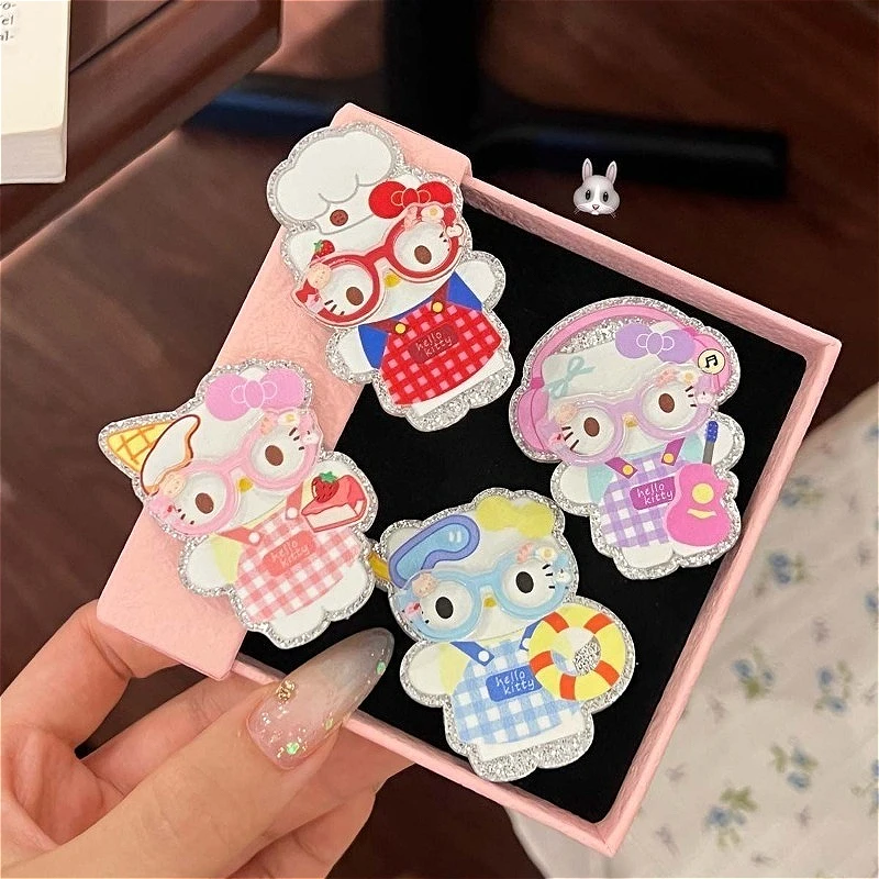 سانريو مرحبا كيتي مشبك شعر الاكريليك منقار البط كليب الحلو المئزر مقاطع الشعر الانفجارات الموضة كليب أغطية الرأس إكسسوارات الشعر فتاة هدية