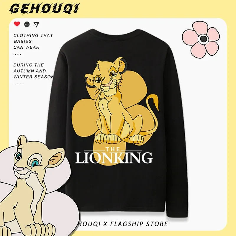 

Disney Lion King Lovers Long Sleeve T-shirt Male Simba Nana Anime Peripheral Lovers With Loose Cotton Clothes