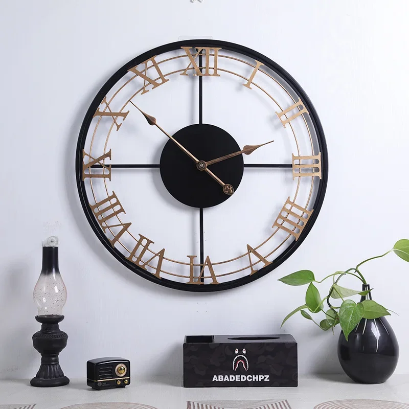 

European style creative living room iron circular art wall clock Mute Restaurant decoration wall clocks modern design