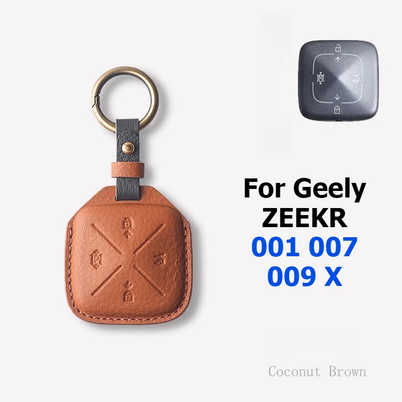 

‌For Geely ZEEKR 001 007 009 X Genuine Leather Key Case Smart Key Keyless Remote Entry Fob Case Cover Protective Car Accessories