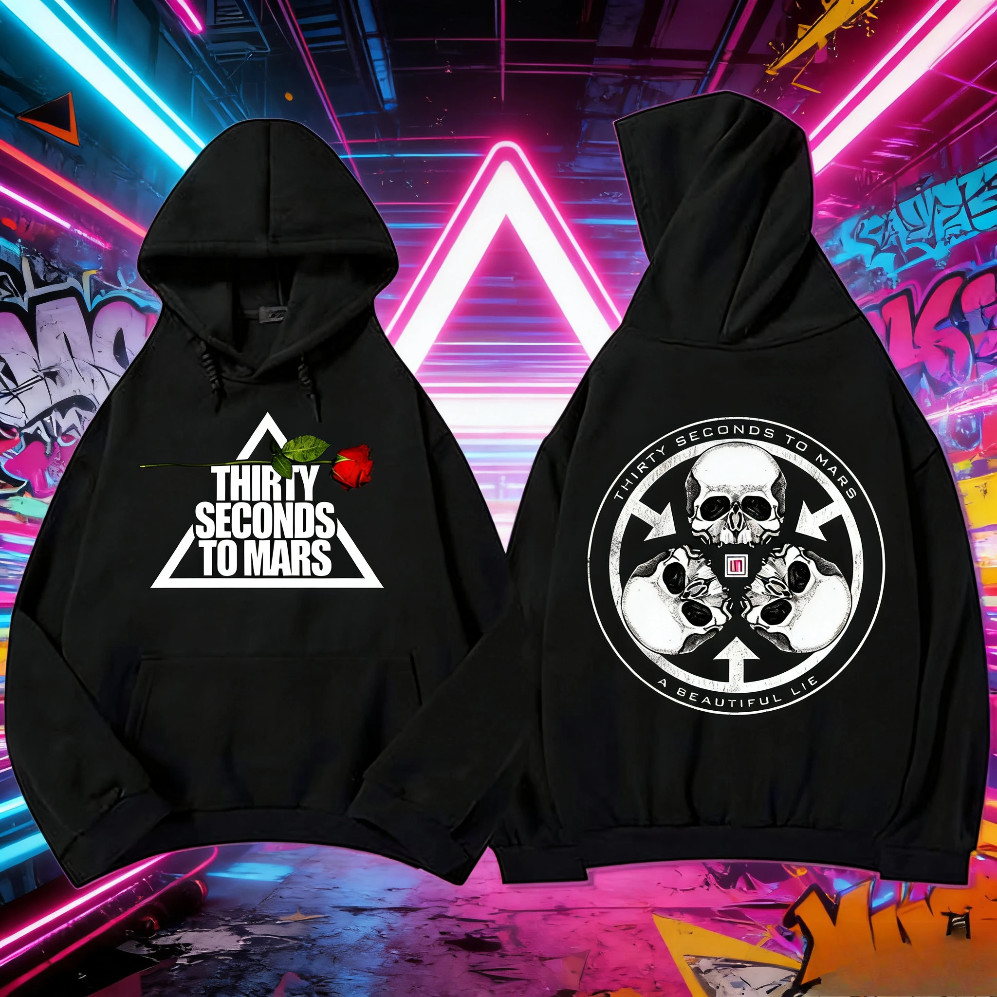 كذبة جميلة 20th الذكرى روز هوديي 30 ثانية إلى المريخ الفرقة الجرافيك البلوز الخريف والشتاء القطن الخالص هوديي