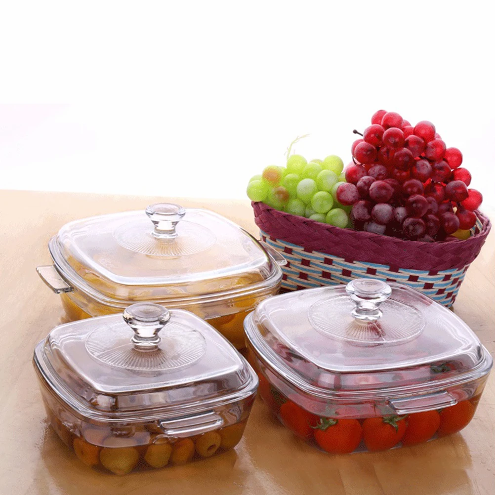 

Tempered Glass Bowl Oven Safe Microwave Dishwasher Food Containers Lids Kitchen Tableware Snack Storage Bowls Heat Resistant