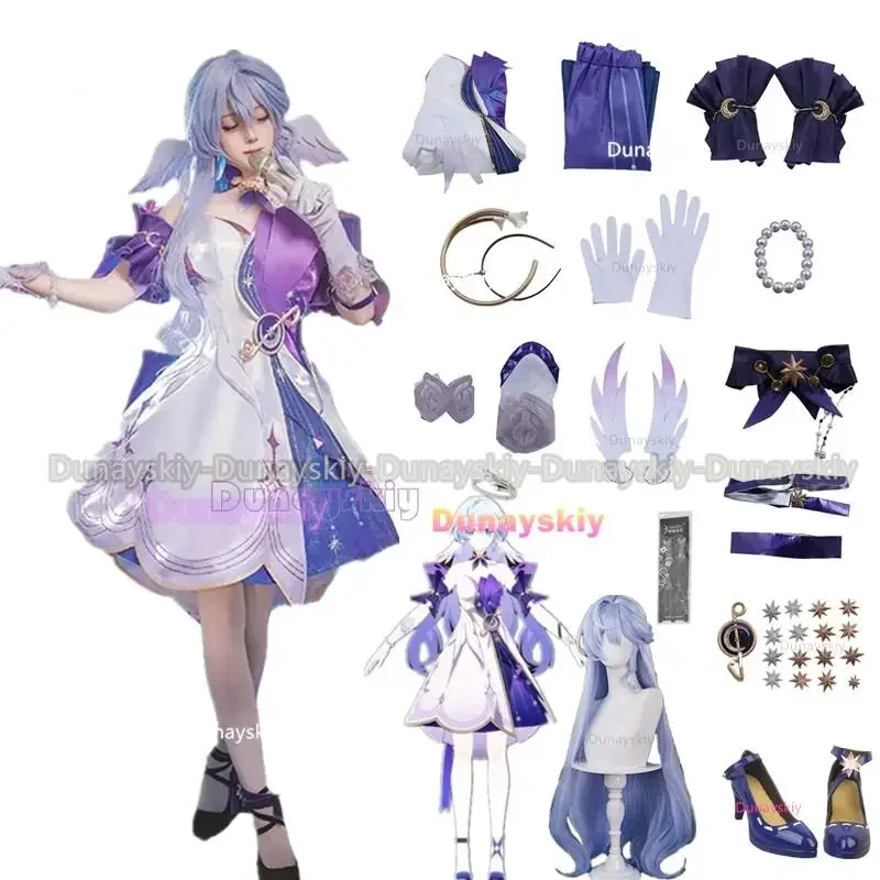 In Stock XS-3XL Honkai Star Rail Robin Cosplay Costume Full Set Robin Cosplay Outfit Dress Uniform Robin Cosplay Wig Shoes