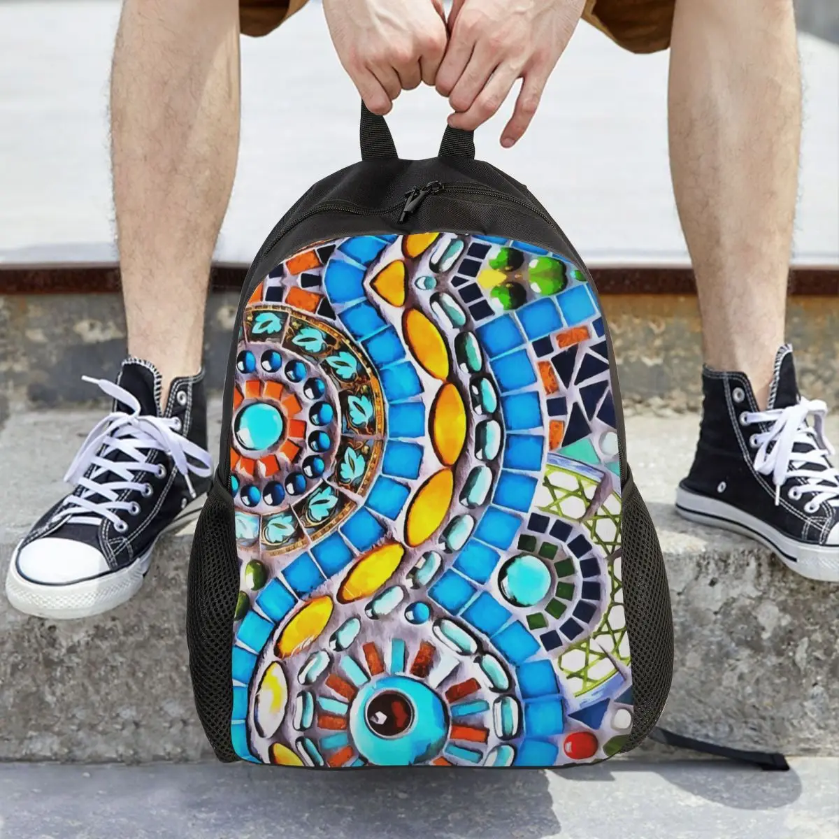 

Gaudi Barselona Mosaic Backpack Hot Sale Daypack Large Capacity Kids BookBag School Bag Shoulder Bags for Men Women