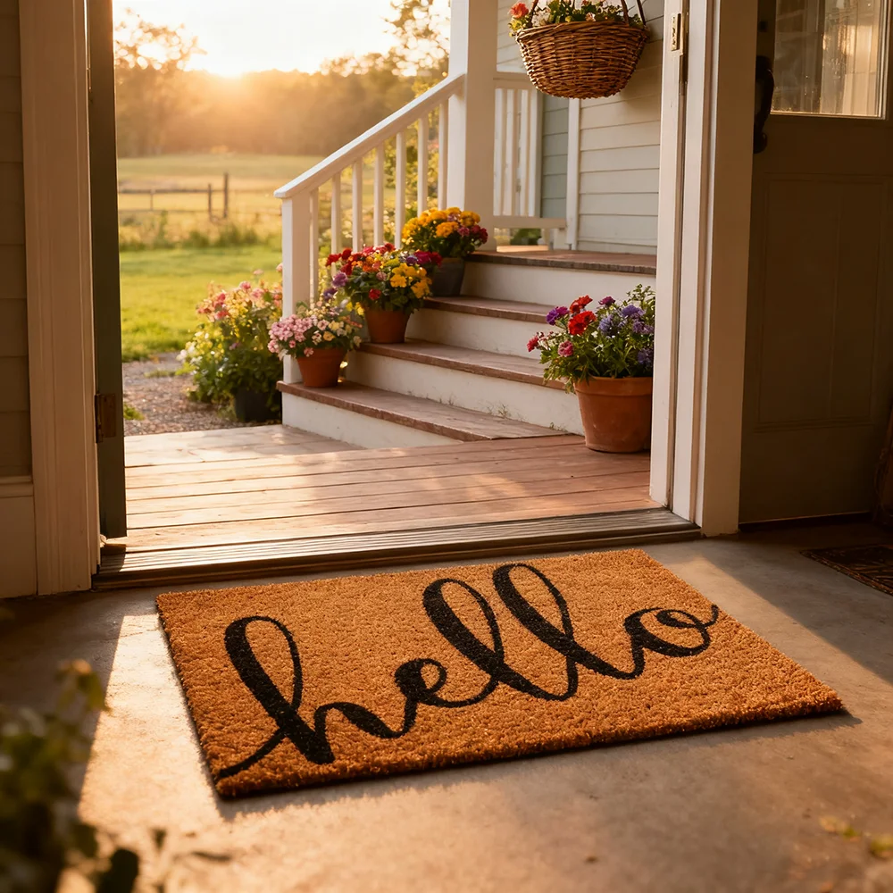 Personalized Quote Coconut Fiber Doormat Custom Outdoor Indoor Door Rug for Patio Entry Dust Removal Durable Easy Maintain