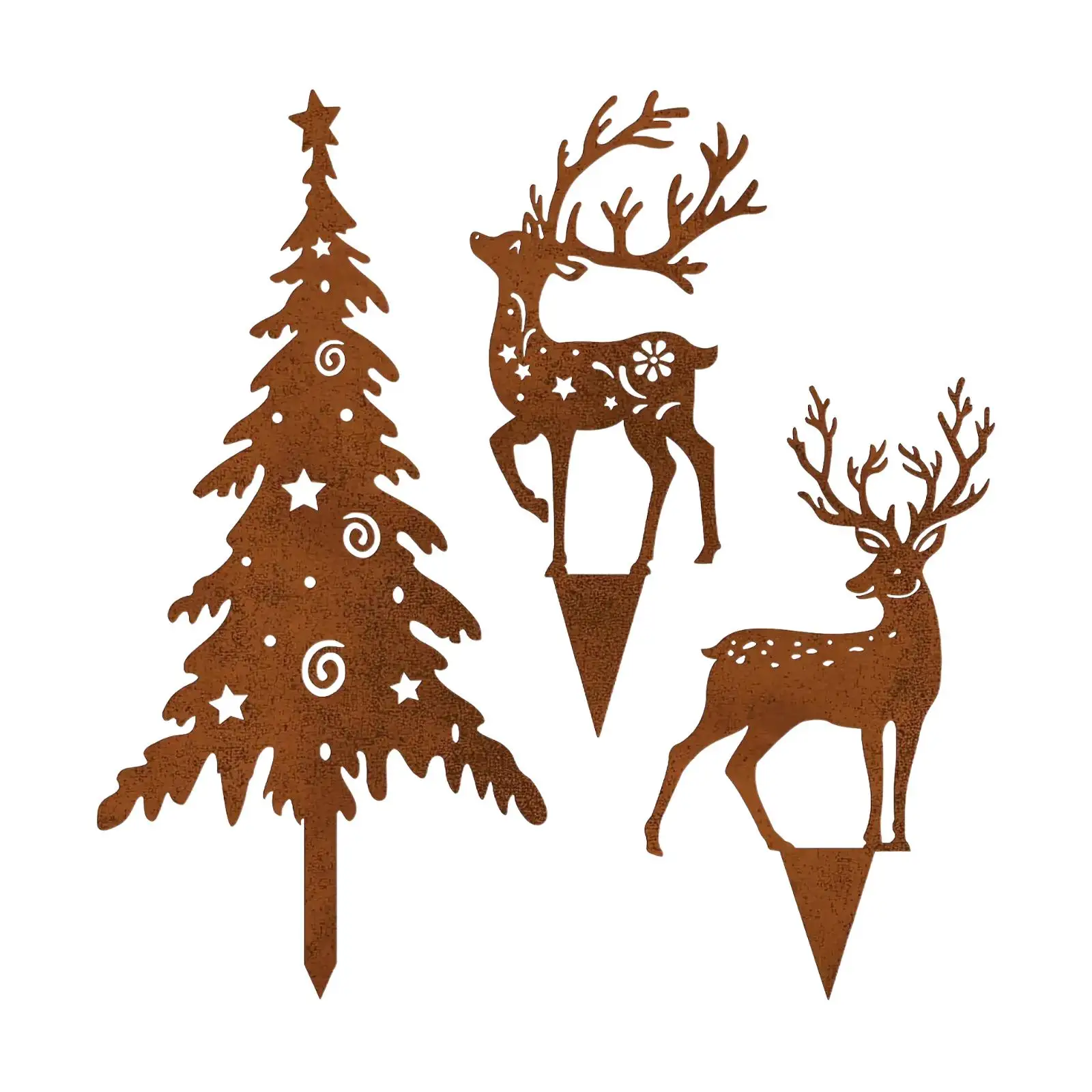 

Silhouette Stake Iron Christmas Garden Stakes Vintage Yard Decoration Outdoor Metal Ornaments for Garden Patio Holiday Decor