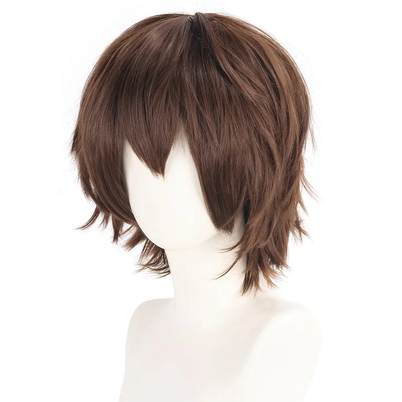 Cos wig with upturned short hair, trimmed face, brushed hair, top hair, feminine style, inverted hair Synthetic fiber wig