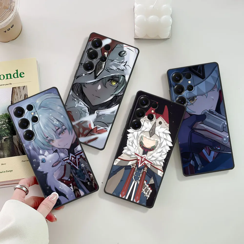 Phone Case for Samsung Galaxy S25 S24 S23 S22 S20 S26 FE S7 Edge S9 S10 S21 Ultra S8 Plus TPU Black Cover Snow Hunter Alyosha
