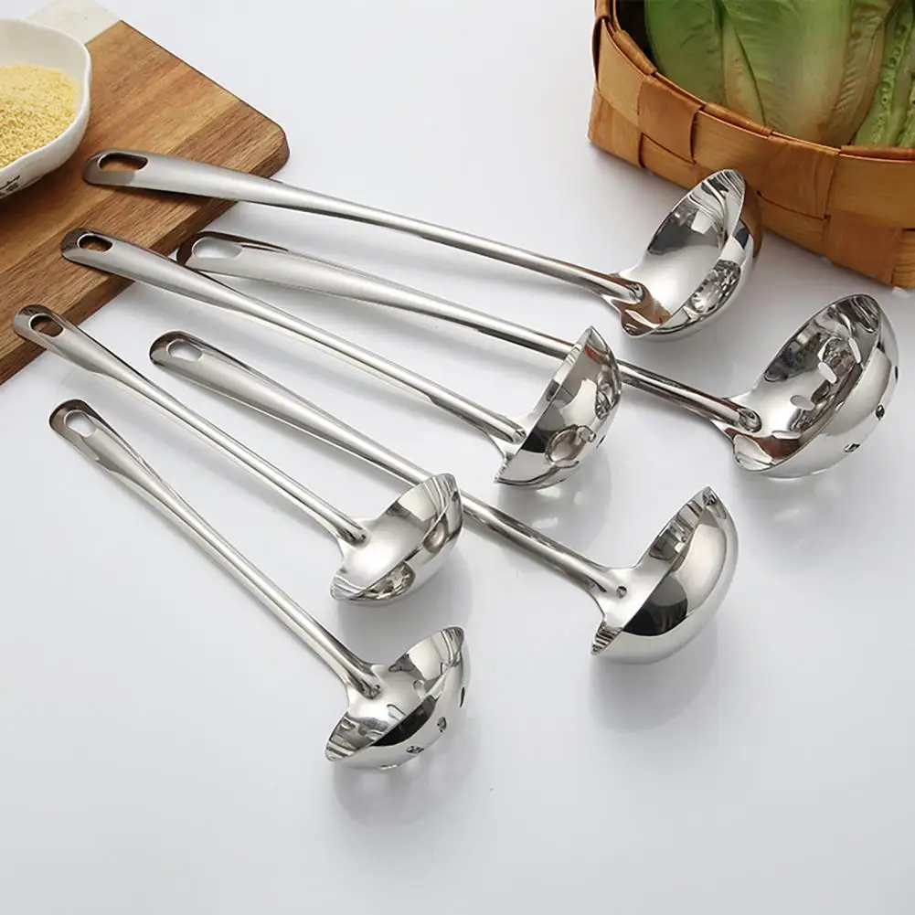 Colander Soup Spoon Anti-scalding Long Handle Thick Stainless Steel Strainer Skimmer Porridge Hot Pot Spoon Cooking Tools посуда