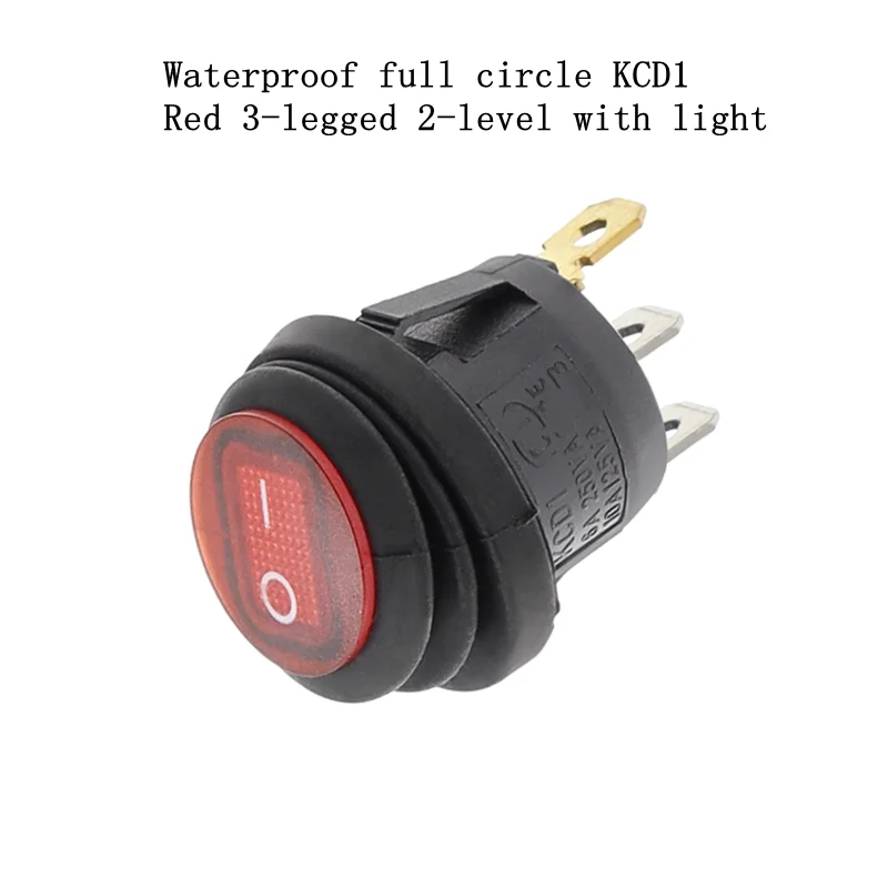1PCS KCD1 On Off Waterproof Vehicle Boat Switch Round Switch 3Pin Rocker Switch 6A 10A 250V Outer diameter 23MM opening 20mm