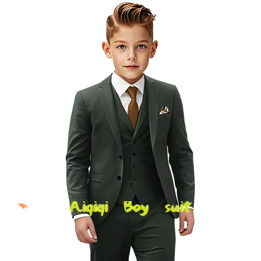 

Boys Suit 3 Piece Slim Fit Suit for Kids Toddler Formal Wedding Ring Bearer Outfit Blazer Vest Pants Set