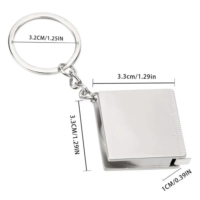 Metal Tape Measure Keychain Stainless Steel Retractable Ruler Key Ring Practical Small Tools Measuring Tools for outdoor