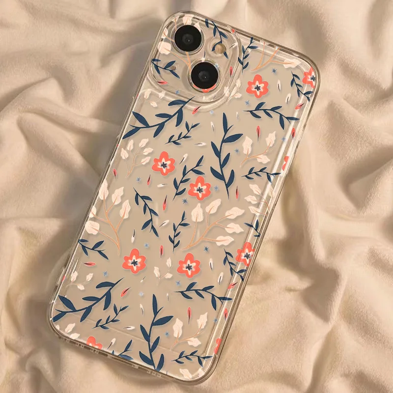 Beautiful Flowers Cherry Pattern Phone Case For iPhone 16 15 14 13 12 11 Pro Max Mini 7 8 Plus XR XS Max Shockproof Back Cover - náhled 3