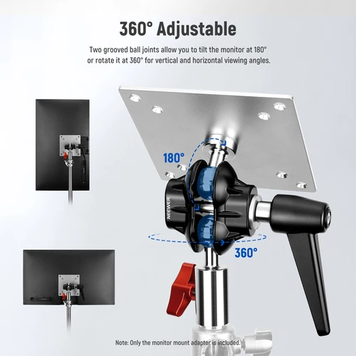 Imagen 2 del producto NEEWER Adaptador de montaje para monitor con soporte VESA, adaptador de soporte de luz de aleación de aluminio ajustable Dual 360 ° Tornillo de rótula M4 y 5/8""
