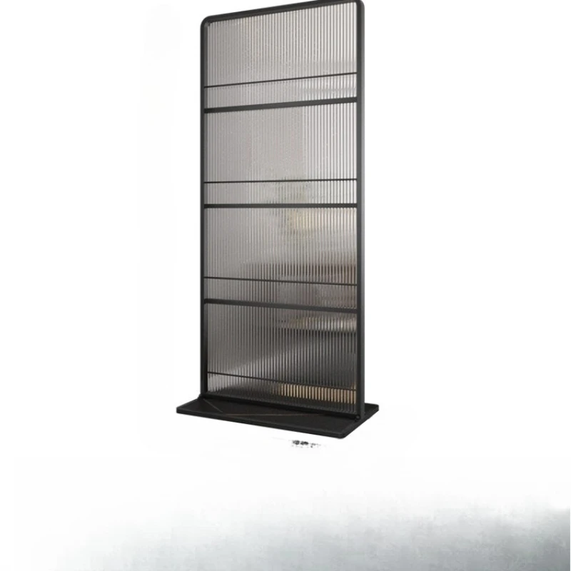 

Opposite the door, living room entrance, modern simple light luxury bookshelf, sofa screen movable