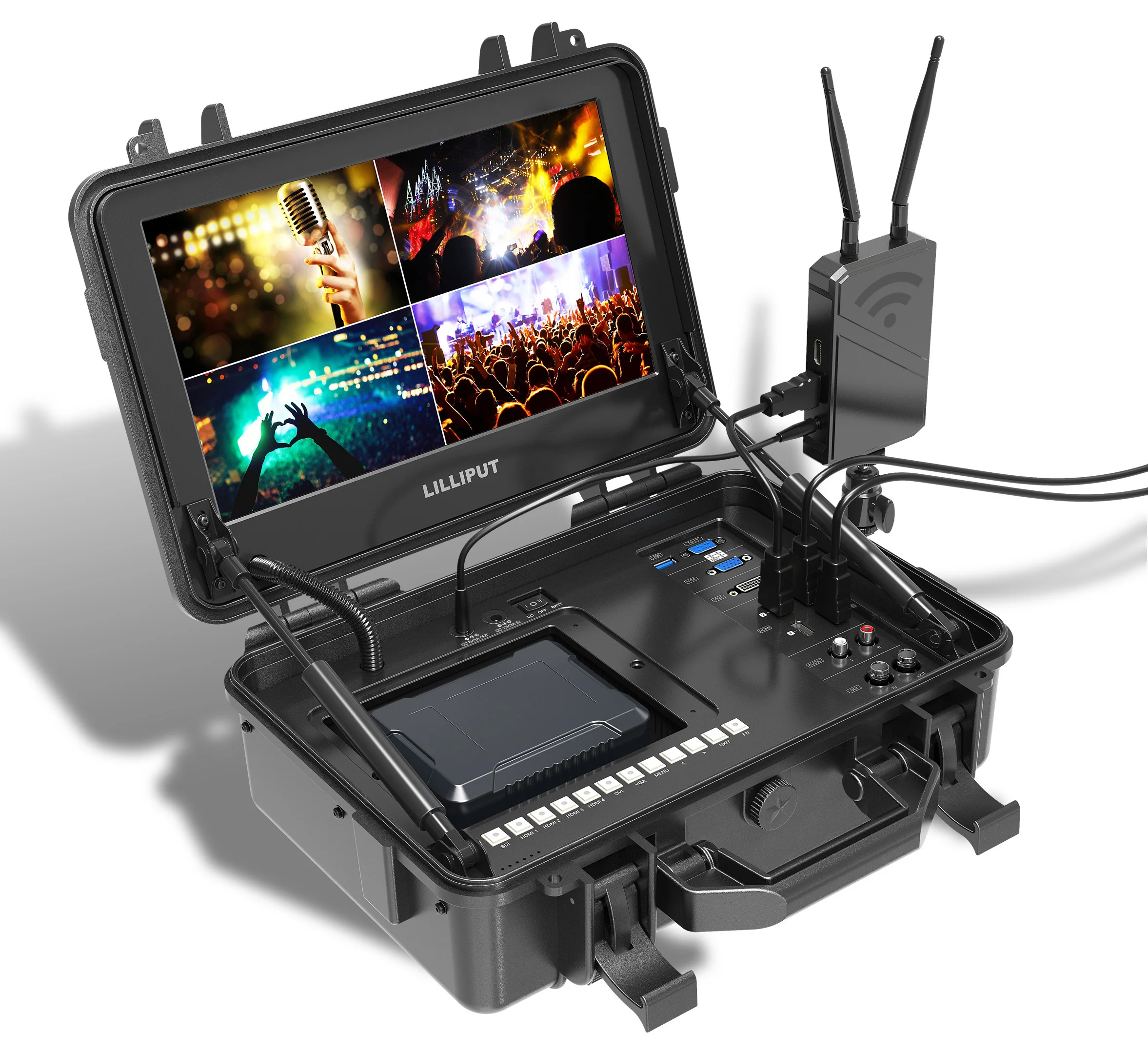 

4K SDI HDMI Multi View Portable Rugged Broadcast Monitor USB Professional Film Production Monitor Broadcast Wireless Monitor DVI