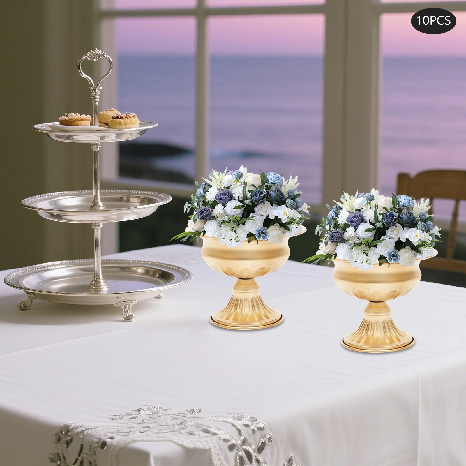 

Table Wedding Flower Vase, Set of 10 Large 15.5CM Gold Flared Vases for Wedding Decor, Home Party Centerpiece Decorations, New