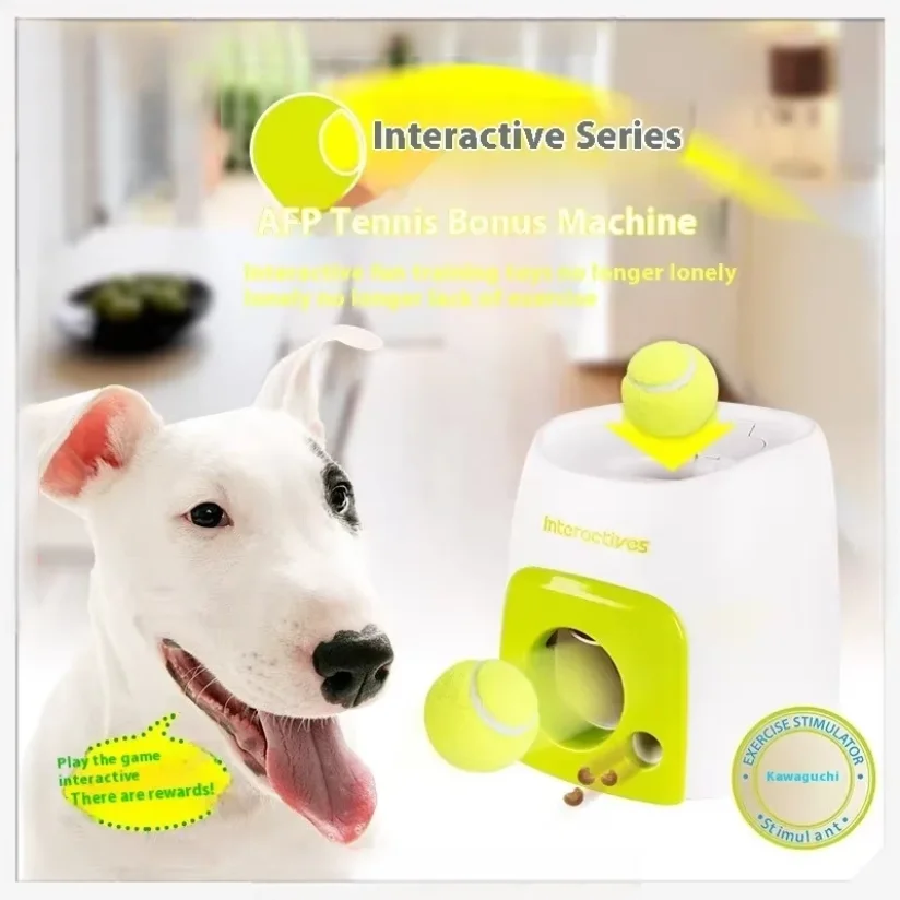 Automatic Dog Ball Launcher with Food Reward - Smart Tennis Ball Thrower Machine for Dogs, Interactive Pet Toy with Chase Traini