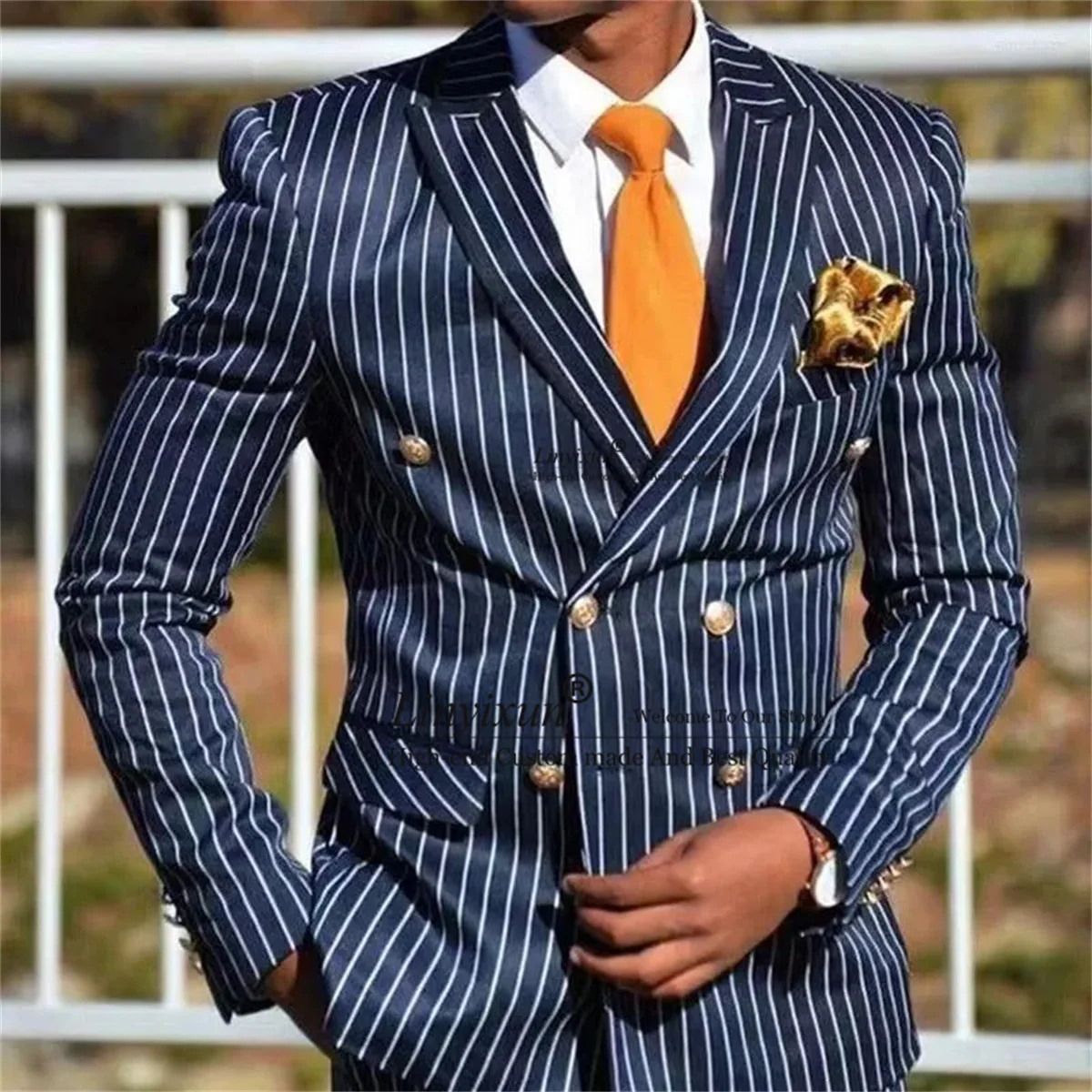 Formal Men's Suits Business Striped Print Coat Double Breasted Outerwears Man Casual Suit Blazer Customized Man Office Tuxedos