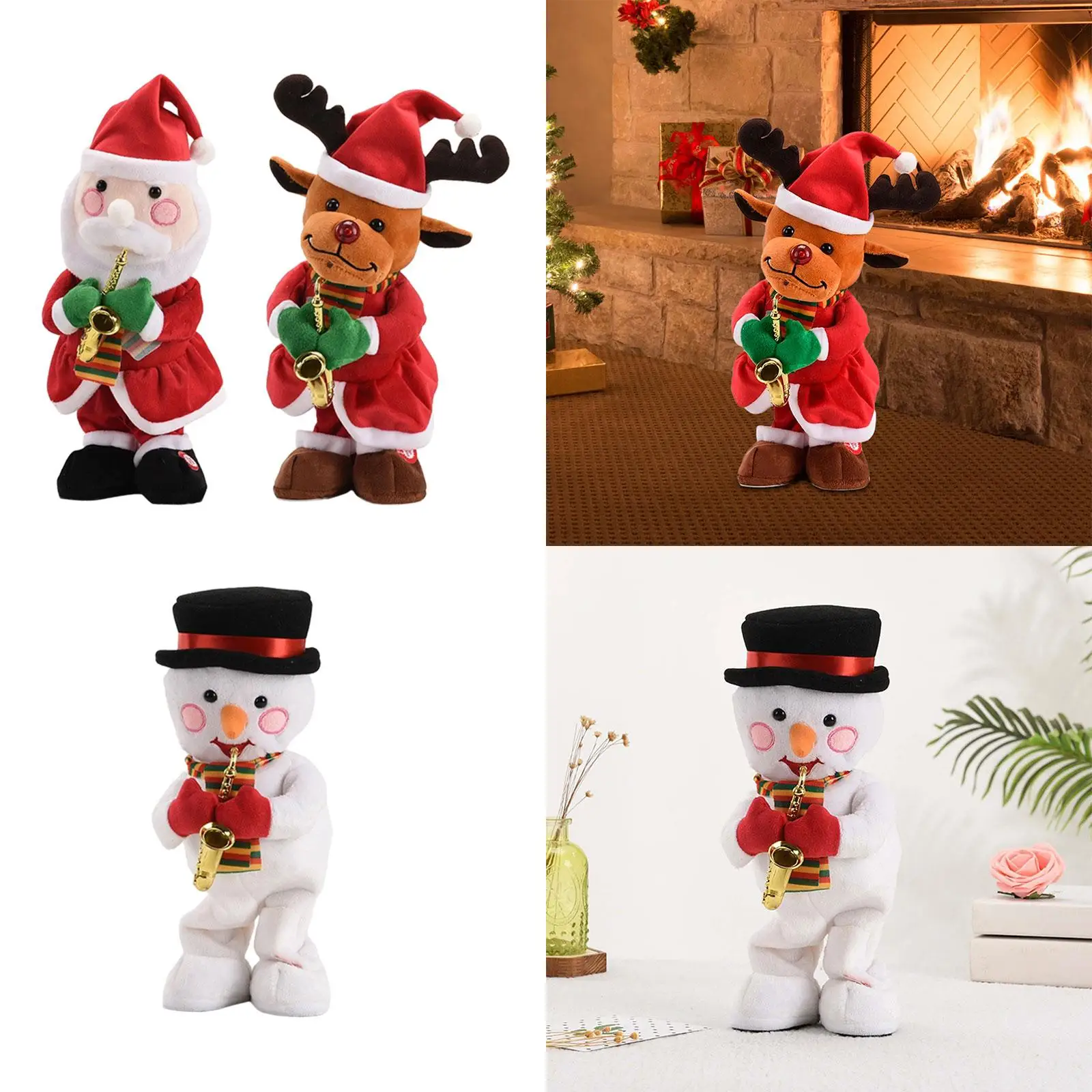 Elektryczna pluszowa zabawka dekoracja świąteczna na stół animowana pluszowa lalka prezent dla dzieci do domu sypialni salonu na półkę świąteczną