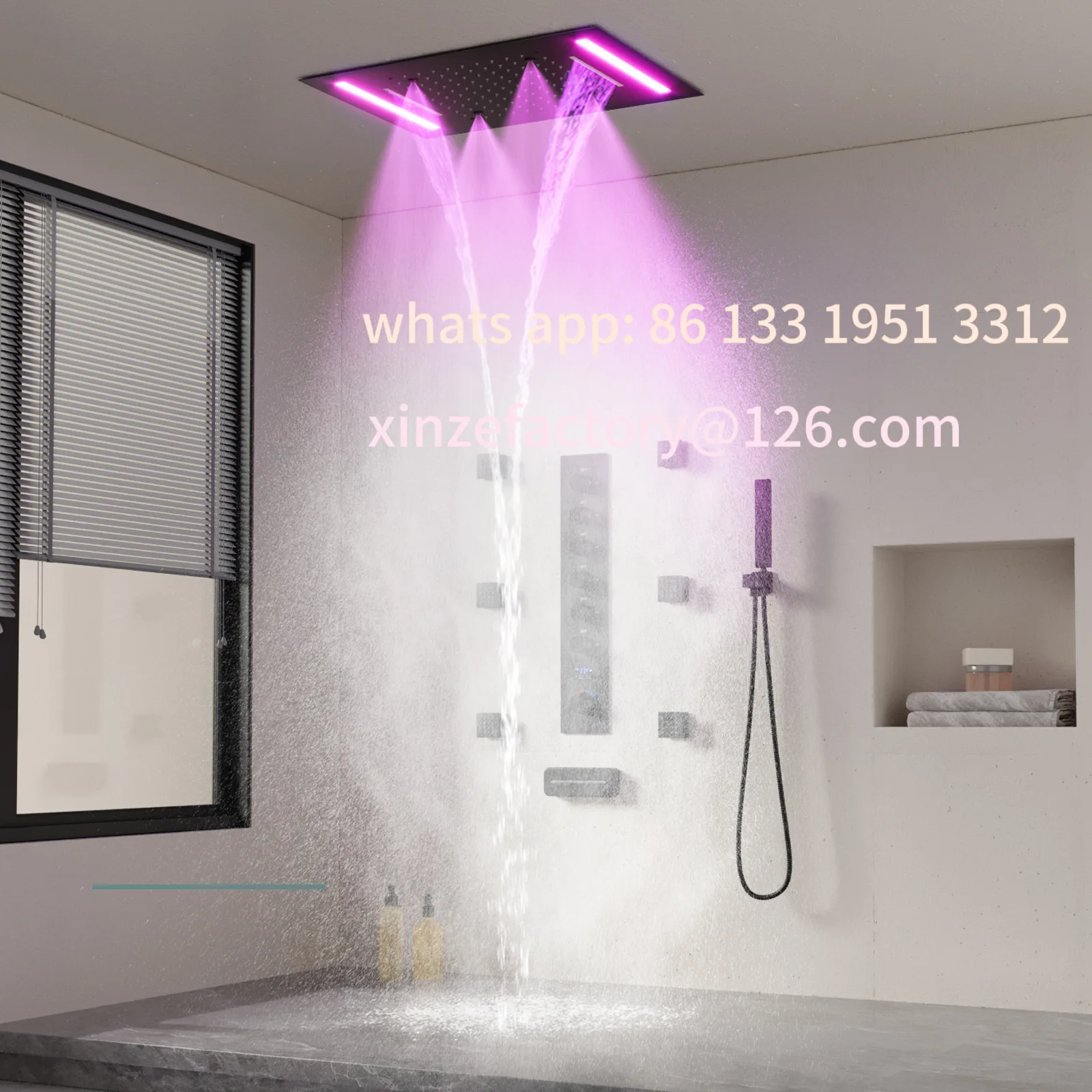 

Customizable ceiling concealed 500 * 360mm LED shower top spray bathroom bathtub hot and cold digital shower set
