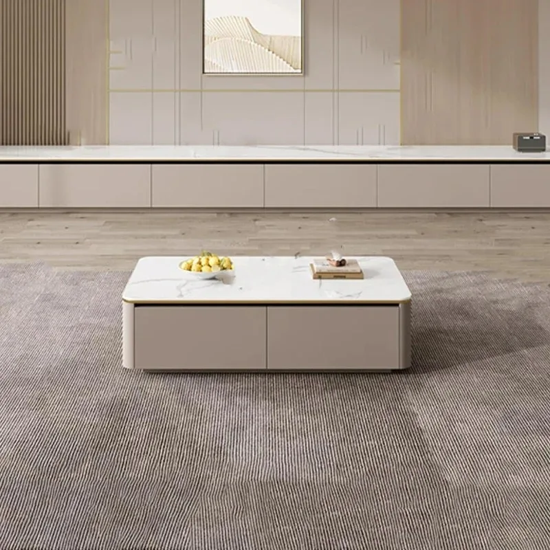 Display Luxury Coffee Table Modern European Storage Side Table Vintage Marble Aesthetic Stolik Kawowy Living Room Furniture