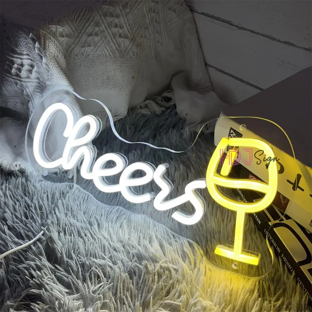 Luz de néon led para letras decoração da sala de parede cheers sinal de néon jardim festa casamento aniversário decoração da parede lâmpadas néon luz