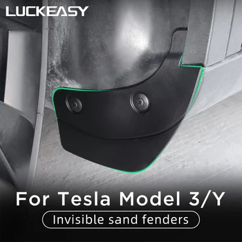 LUCKEASY สําหรับ Tesla รุ่น Y 2020-2024 ล้อหลัง Mud Flaps อุปกรณ์ตกแต่งรถยนต์รุ่น 3 Splash Guards Mud Fenders ชุด