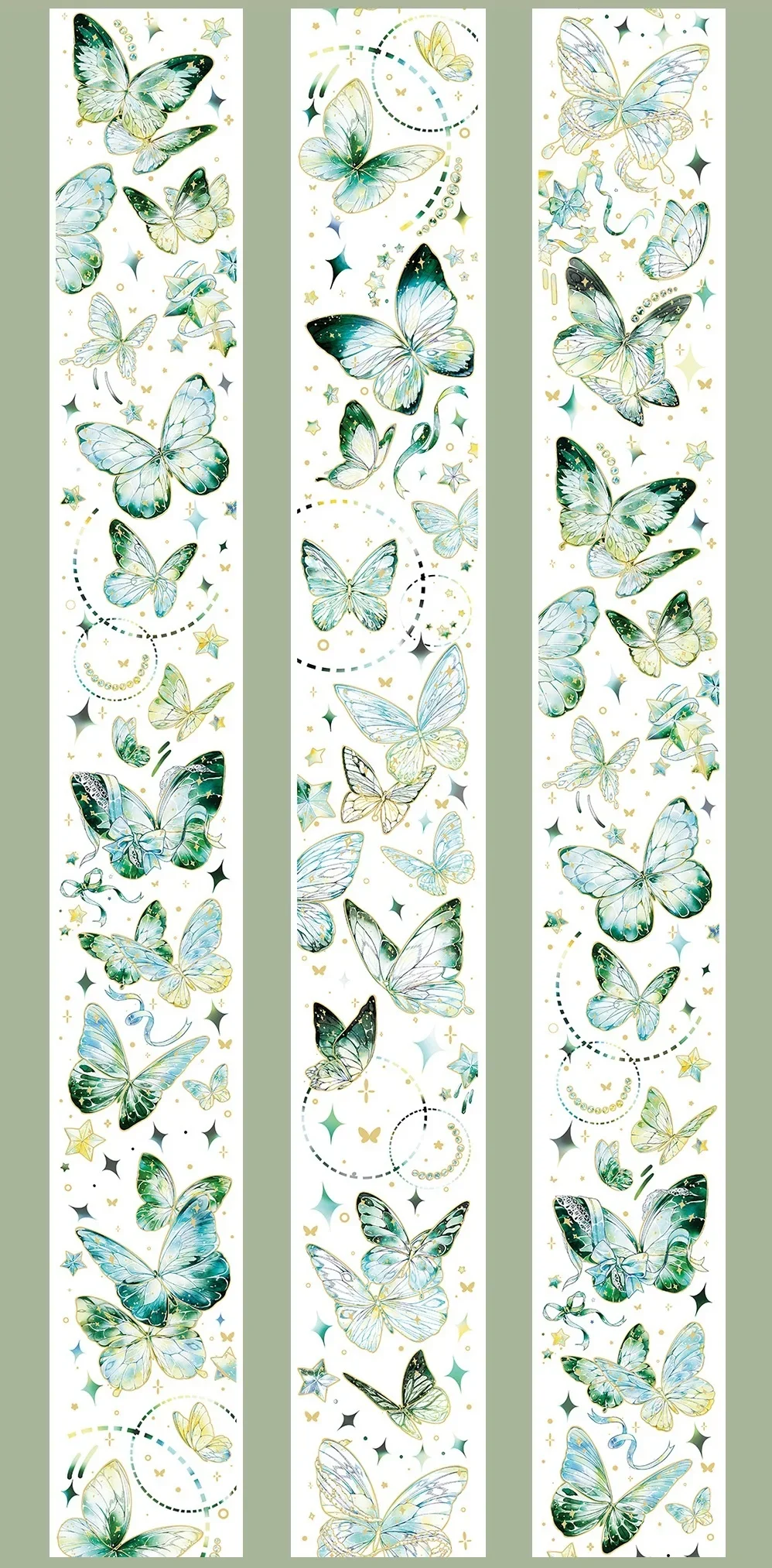 1 Loop Belontoyou Butterfly Flying Green Shiny PET Tape Dreamy Journal Decoration Collage