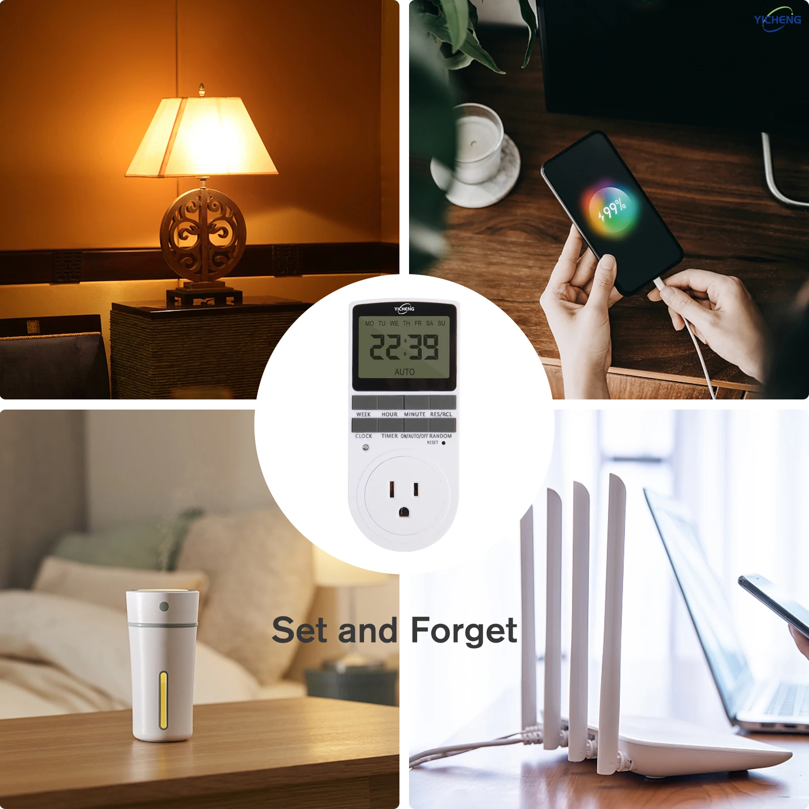 1Pcs Timer Outlet,10 sets of switch programming per day, infinite loop per week, Digital Timer Switch, Energy-Saving Timer