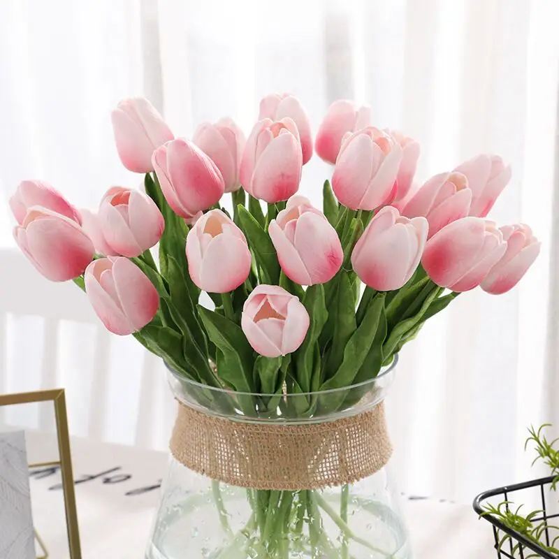 

35pcs/Lot PU Tulip Artificial Flowers Real Touch Fake Flowers Wedding Bouquet For Party Home Festival Decoration